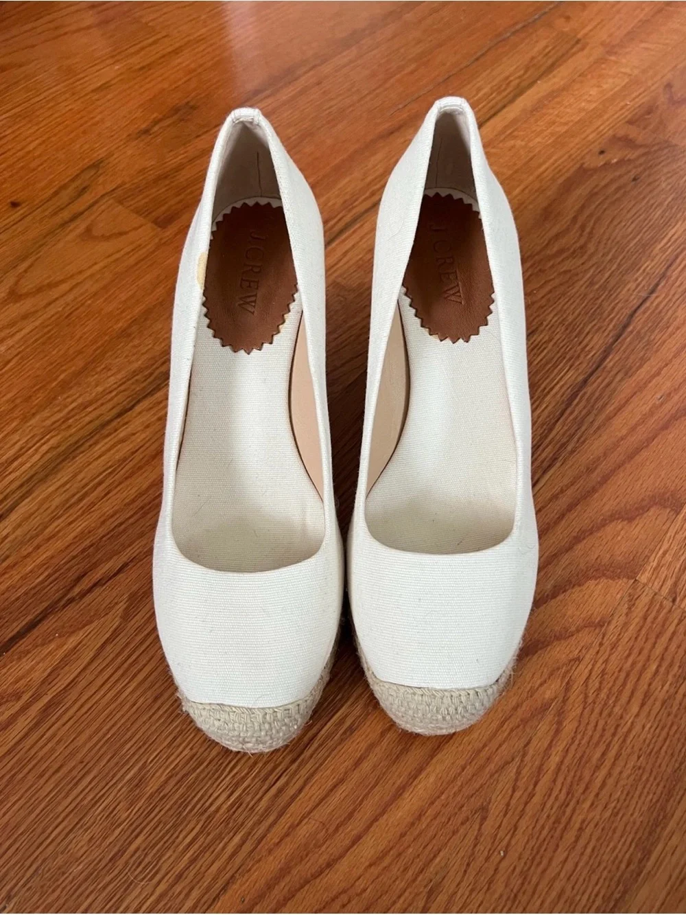 J. Crew Cream Canvas Espadrille Wedge Pumps